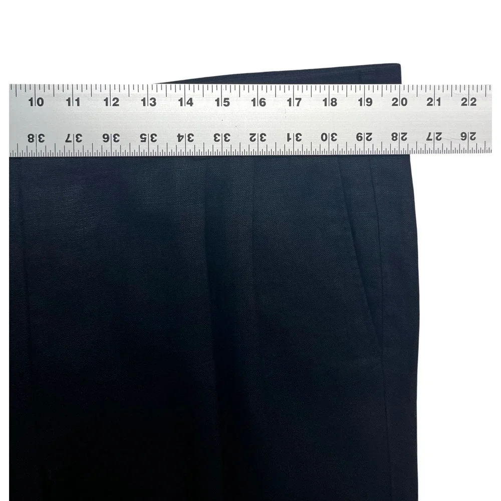 vtg Y2K Murano 40x30 Black 100% Linen Pants Trousers Pleated Relaxed High Waist